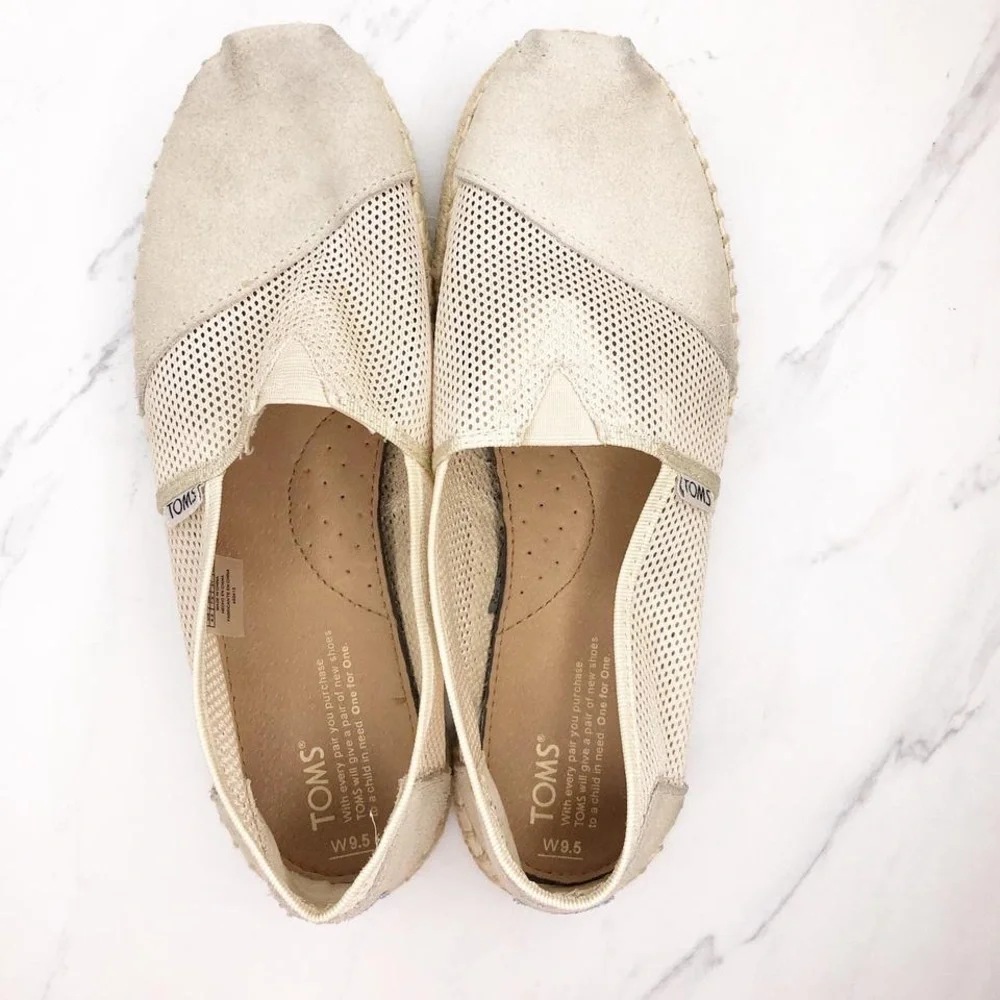Tom’s suede and mesh espadrilles